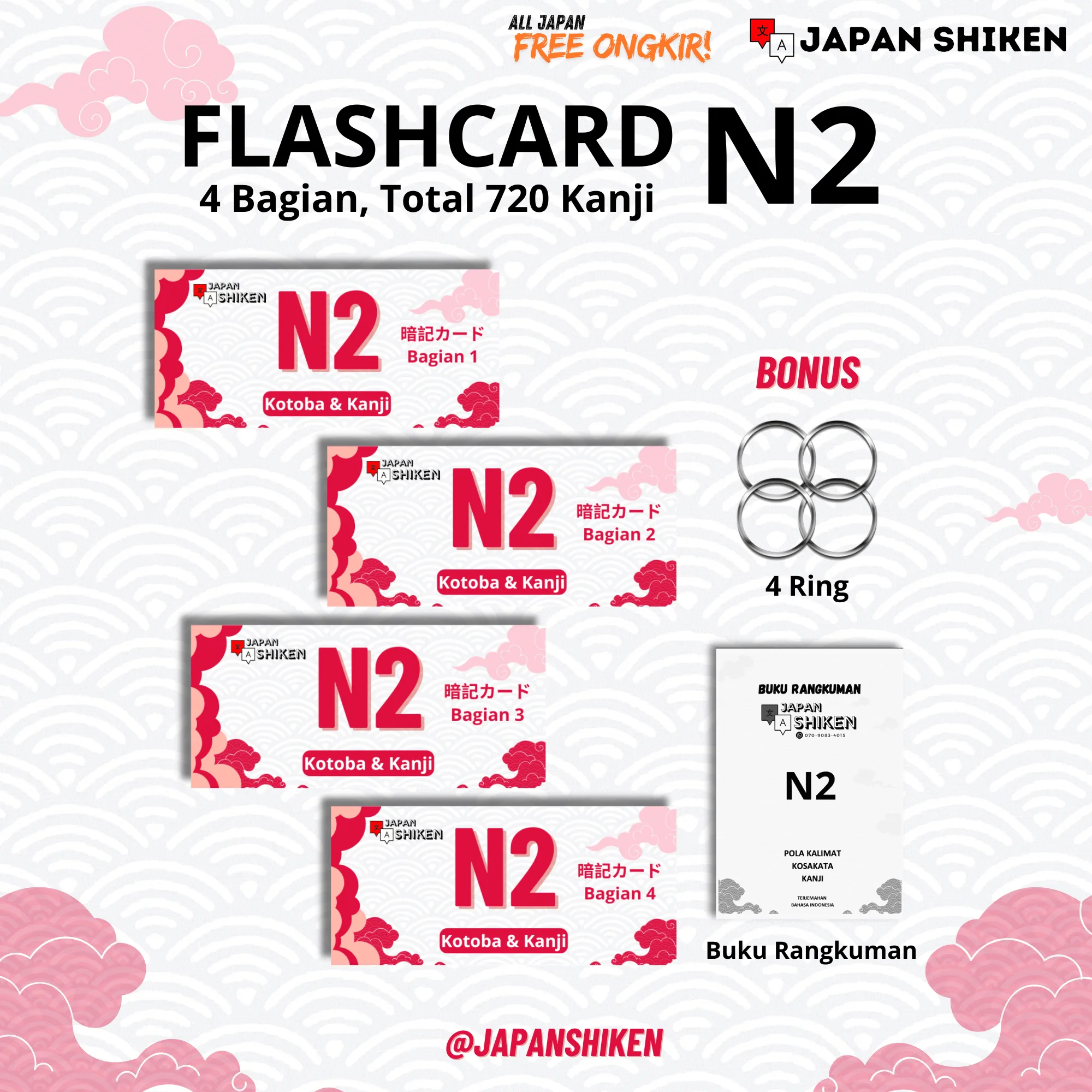 PAKET FLASHCARD N2 (Soumatome Kanji)